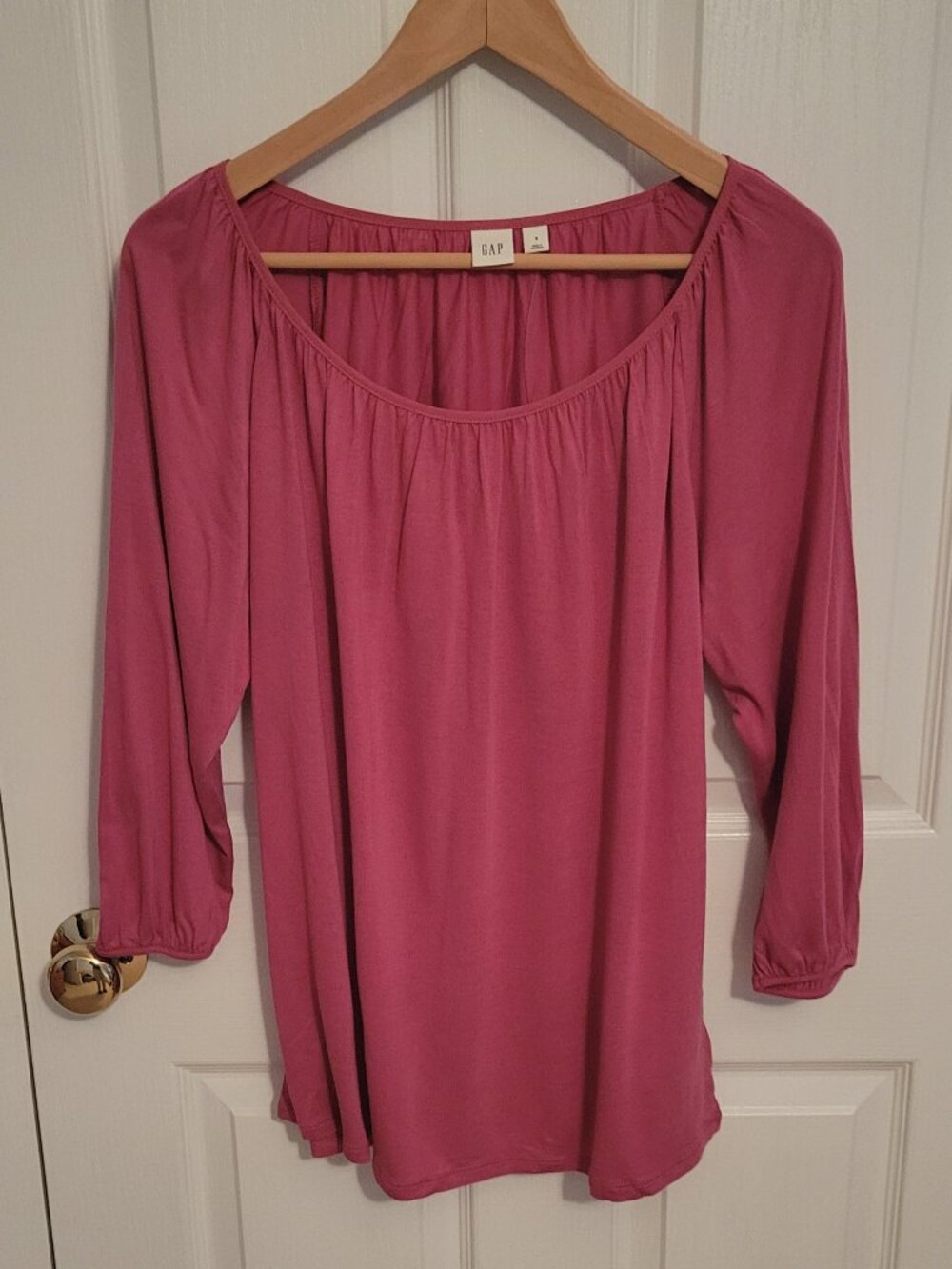 Gap Women's 3/4 Sleeve Shirt Size Small Wild Rose Pink Blouse Top NWT